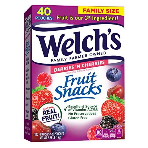 Welchs Fruit Snacks, Berries N Cherries, Gluten Free, Bulk Pac