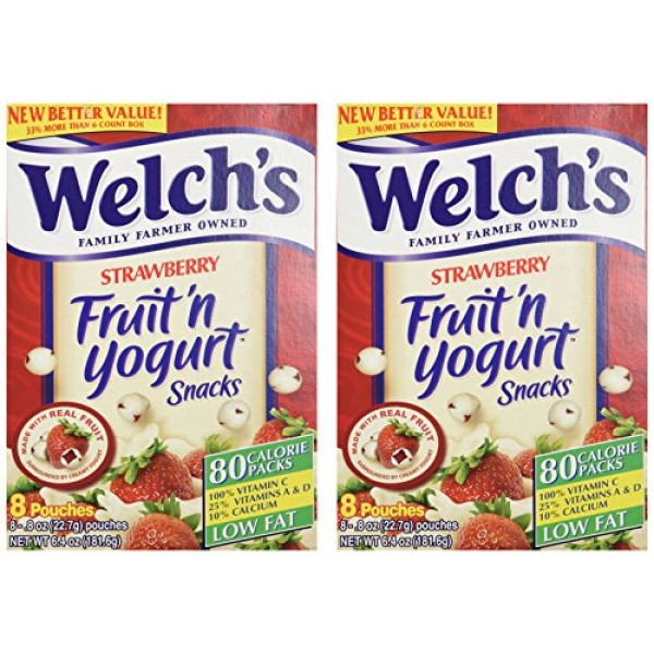 Welchs Strawberry Fruitn Yogurt Snacks 8 Pouches 2 Pack - 16