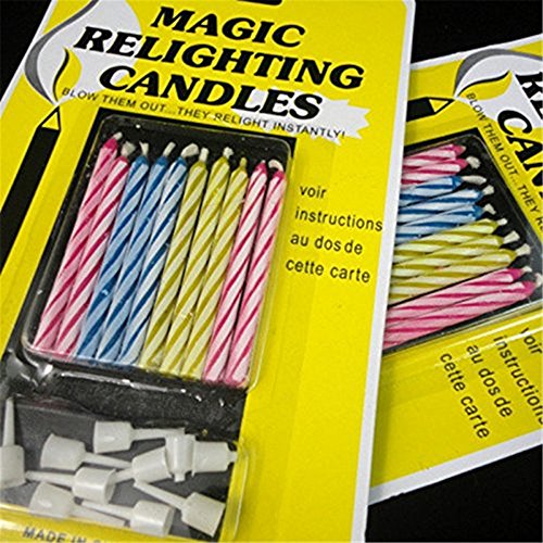 20Pcs Funny Magic Trick Relighting Candle Birthday Cake Decors P