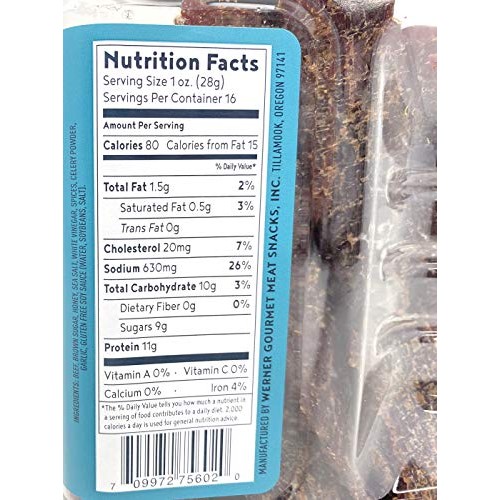 Werner Gourmet Meat Snacks Honey Glazed Beef Jerky Jar - 16 Ounce