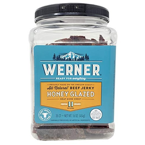Werner Gourmet Meat Snacks Honey Glazed Beef Jerky Jar - 16 Ounce