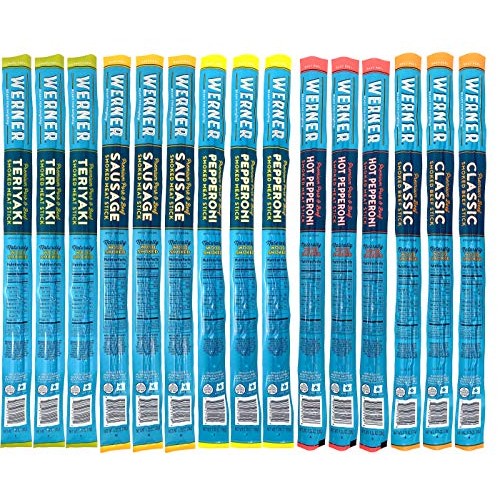 Werner Premium Pork And Beef Jerky Sticks Variety Pack Of 15 – P