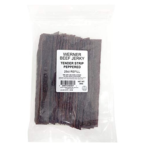 Werner Tender Strips Peppered Beef Jerky - Pack Of 25 Jerky Stri