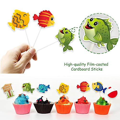 Wernnsai Fish Cupcake Topper - Little Fisherman Birthday Party C