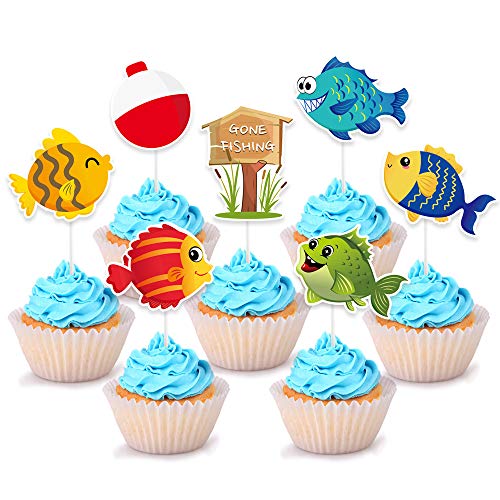Wernnsai Fish Cupcake Topper - Little Fisherman Birthday Party C