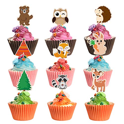 Wernnsai Woodland Creatures Cupcake Toppers - 45 Pcs Cute Forest