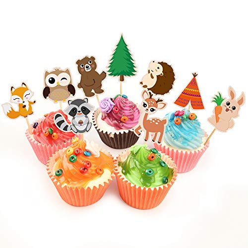 Wernnsai Woodland Creatures Cupcake Toppers - 45 Pcs Cute Forest