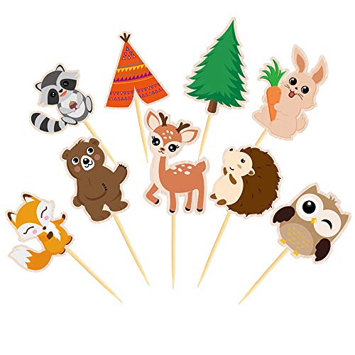 Wernnsai Woodland Creatures Cupcake Toppers - 45 Pcs Cute Forest