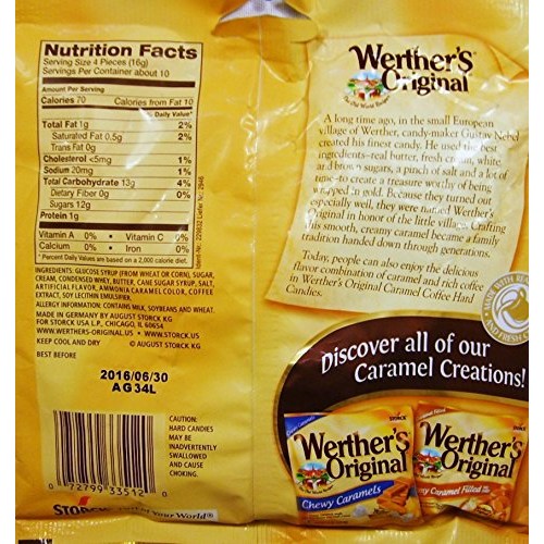 Werthers Original Caramel Coffee Hard Candies 70 Calories Per S