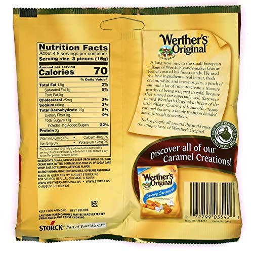 Werthers Original Hard Candy | 2.65 Ounce Bags - Pack Of 6 | Bun