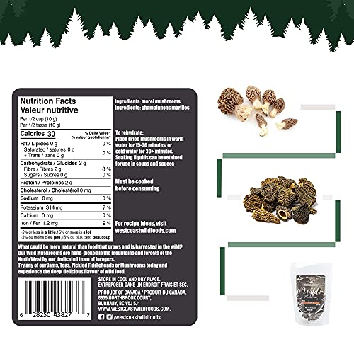 West Coast Wild Foods | Dried Wild Mushrooms Morel, 0.5Oz - 14G