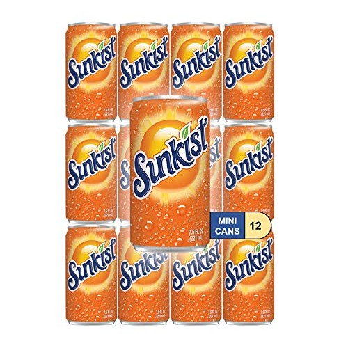 Sunkist Orange Soda Mini Soda Cans, 7.5 Oz Soft Drinks Bulk Snac
