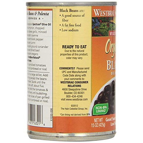 Westbrae Natural Organic Black Beans, 15 Ounce Cans, Pack Of 12