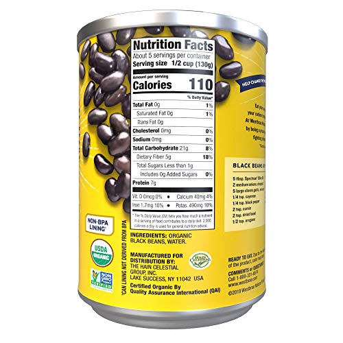 Westbrae Natural Organic Black Beans, No Salt Added, 25 Oz Pack