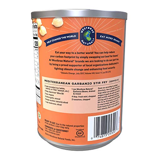 Westbrae Natural Organic Garbanzo Beans, No Salt Added, 25 Oz P