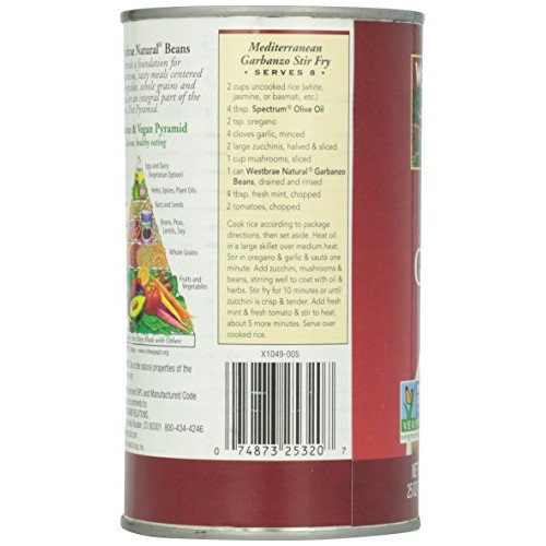 Westbrae, Organic Garbanzo Beans, 25 Oz