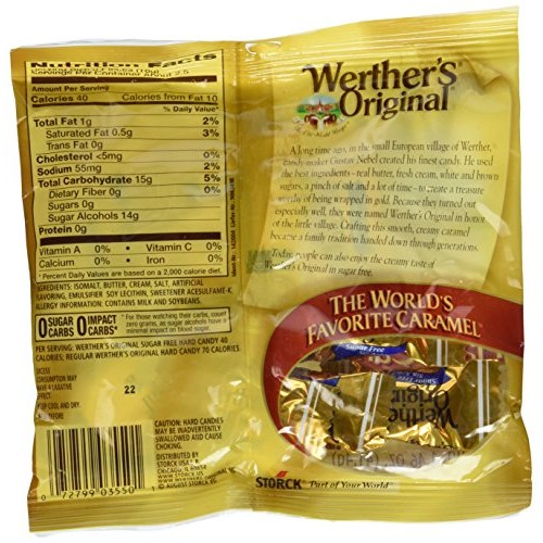 Werthers Original Sugar Free Hard Candies 1.46 Oz 3 Pack