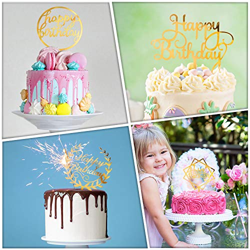 Whaline 6 Pack Happy Birthday Cake Topper Acrylic Cupcake Topper