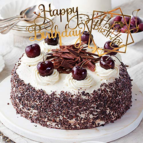 Whaline 6 Pack Happy Birthday Cake Topper Acrylic Cupcake Topper