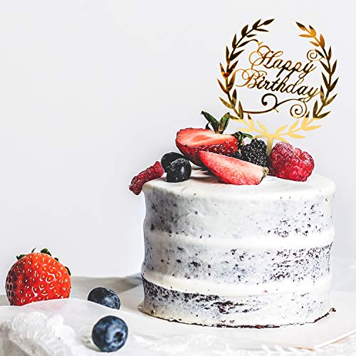 Whaline 6 Pack Happy Birthday Cake Topper Acrylic Cupcake Topper