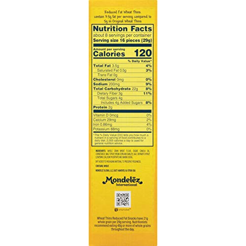 Wheat Thins Reduced Fat Whole Grain Wheat Crackers, 8.5 Oz