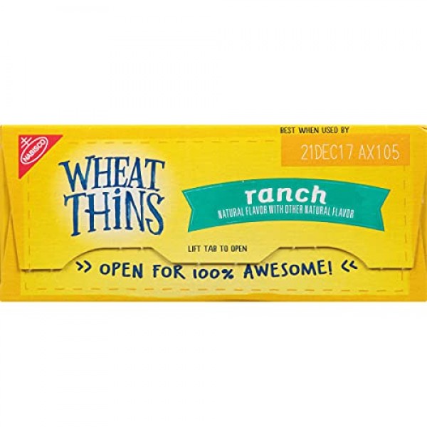 Wheat Thins Crackers, Ranch Flavor, 1 Box 9 Oz.