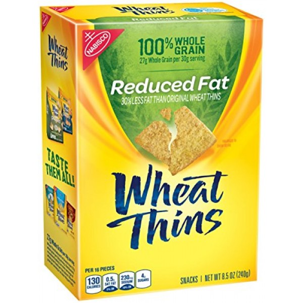 Nabisco, Wheat Thins, Reduced Fat Crackers, 8.5Oz Box Pack Of 4