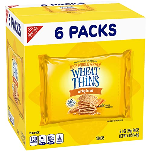 Wheat Thins Original Whole Grain Wheat Crackers, 6 Snack Packs