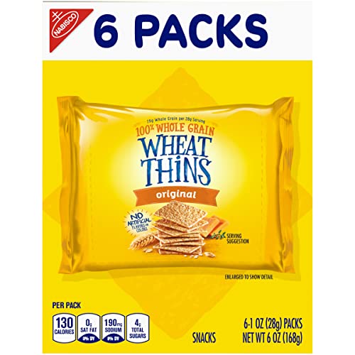 Wheat Thins Original Whole Grain Wheat Crackers, 6 Snack Packs