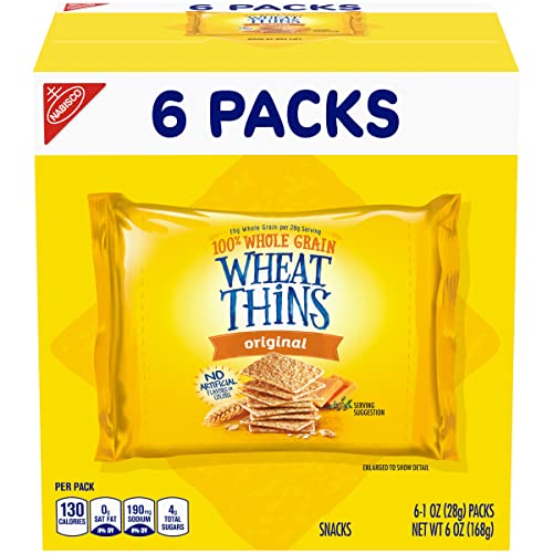 Wheat Thins Original Whole Grain Wheat Crackers, 6 Snack Packs