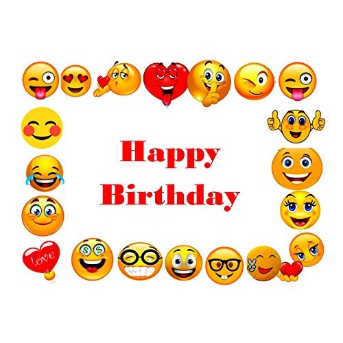 Whimsical Practicality Emoji Border Edible Party Cake Topper Dec