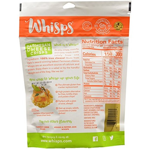 3 Pack Value: Cello Whisps Pure Parmesan Cheese Crisps
