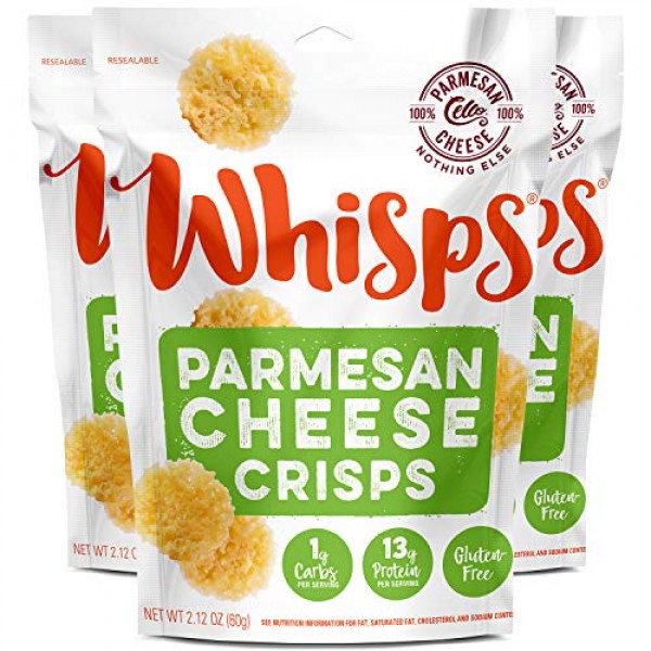 3 Pack Value: Cello Whisps Pure Parmesan Cheese Crisps