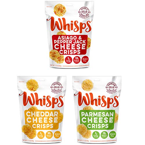 Whisps Cheese Crisps 3 Pack Assortment 2.12Oz Cheddar, Parmesa
