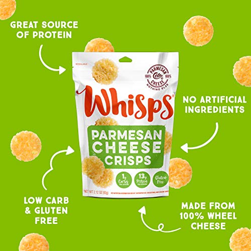 Whisps Parmesan Cheese Crisps | Keto Snack, No Gluten, No Sugar,