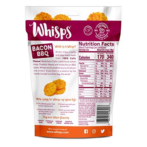 Whisps Bacon Bbq Cheese Crisps | Keto Snack, Gluten Free, Low Ca
