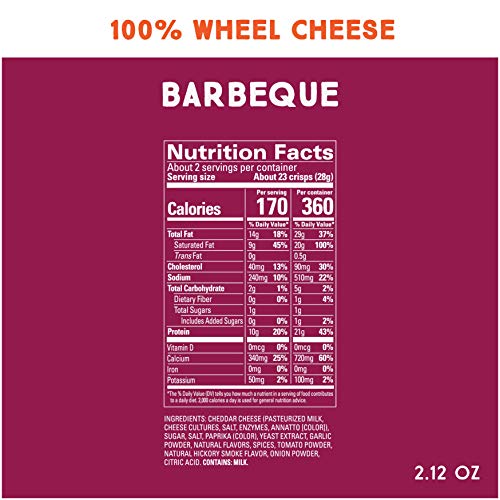 Whisps Bacon Bbq Cheese Crisps | Keto Snack, No Gluten, Low Carb