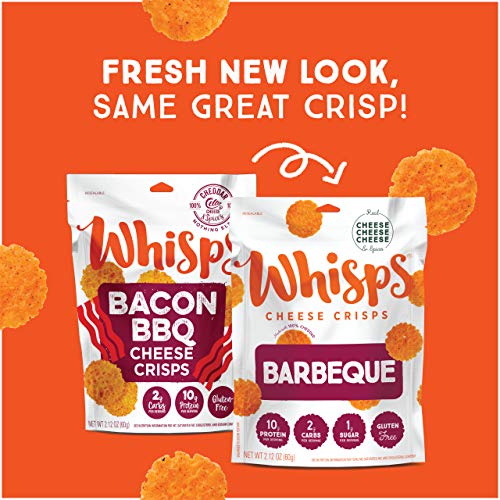 Whisps Bacon Bbq Cheese Crisps | Keto Snack, No Gluten, Low Carb