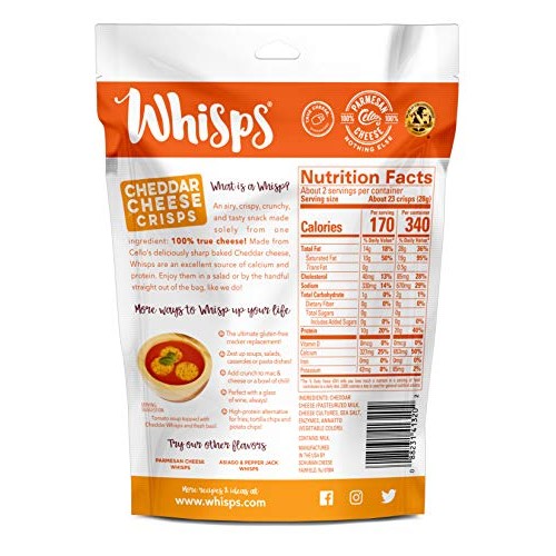 Whisps Cheddar Cheese Crisps | Keto Snack, Gluten Free, Sugar Fr