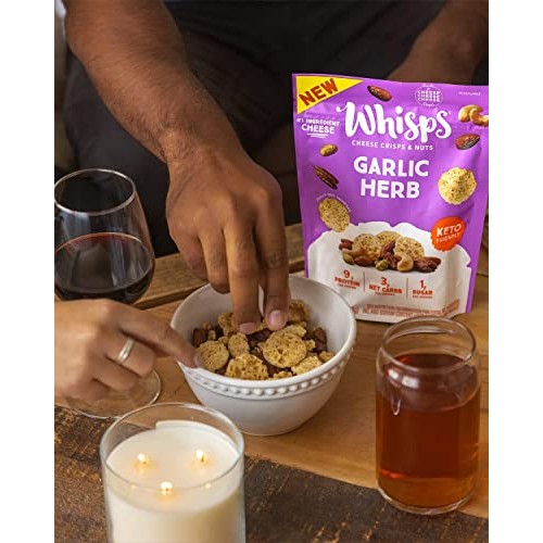 Whisps Cheese Crisps & Nuts Snack Mix - Parmesan Garlic & Herb, ...