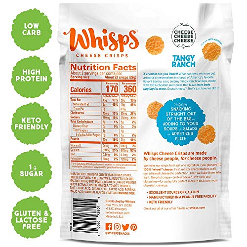 Whisps Cheese Crisps | Keto Snack, Gluten Free, Sugar Free, Low
