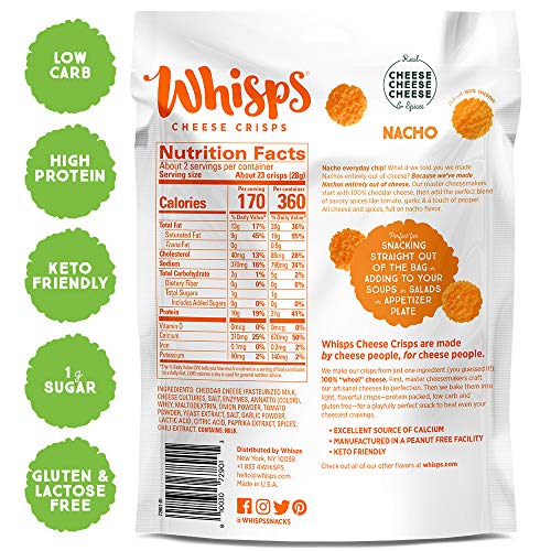 Whisps Nacho Cheese Crisps | Keto Snack, Gluten Free, Sugar Free