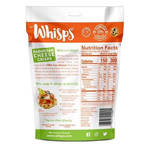 Whisps Parmesan Cheese Crisps | Keto Snack, Gluten Free, Sugar F