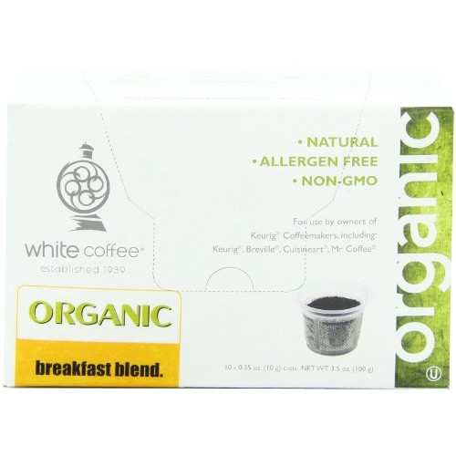 White Coffee Organic Single Serve Coffee, Breakfast Blend, 10 Count