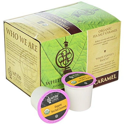 White Coffee Organic Single Serve Coffee, Sea Salt Caramel, 10 C