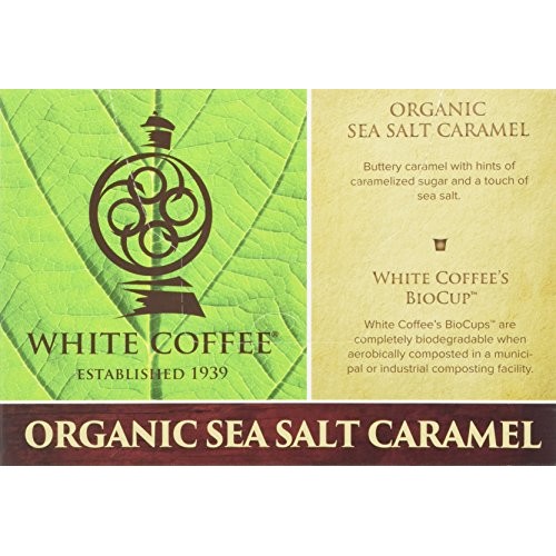 White Coffee Organic Single Serve Coffee, Sea Salt Caramel, 10 C