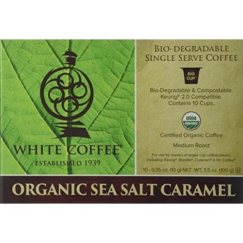 White Coffee Organic Single Serve Coffee, Sea Salt Caramel, 10 C