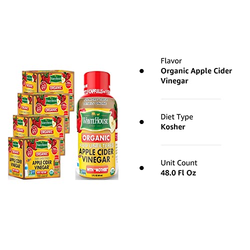 White House Organic Apple Cider Vinegar Shots, Raw Unfiltered , ...