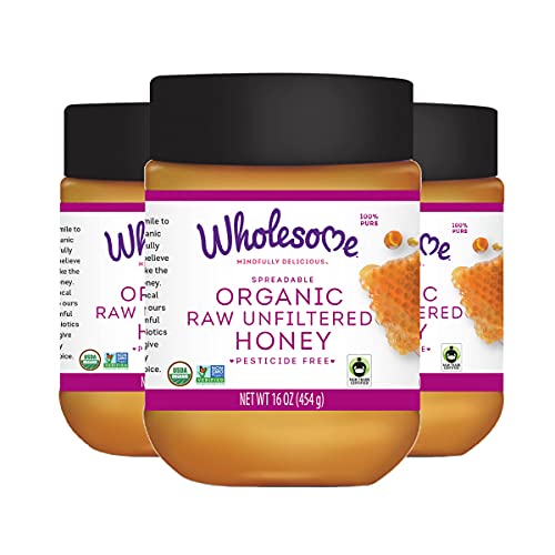 Wholesome Organic Raw Unfiltered Honey, Pesticide Free, Fair Tra Wholesome Organic Raw Unfiltered Honey, Pesticide Free, Fair Tra