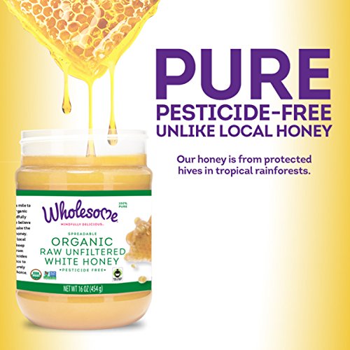 Wholesome Organic Raw Unfiltered White Honey, Pesticide Free, Fa...